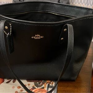 Coach Black Textured Leather Tote